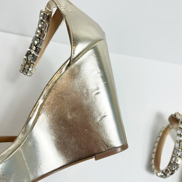 JEWEL BADGLEY MISCHKA KATHLEEN ANKLE STRAP WEDGE SANDAL SIZE 8.5 NEW - Picture 4 of 7